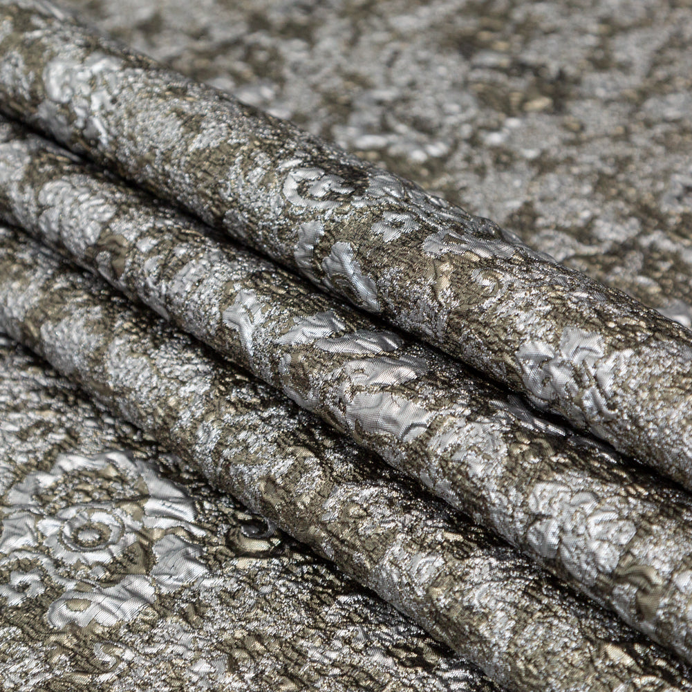 Silver and Pale Gold Luxury Metallic Brocade - Detail Silver and Pale Gold Luxury Metallic Brocade - Detail