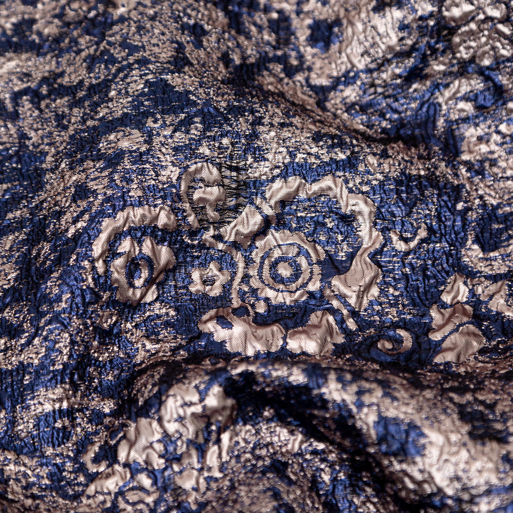 Royal Blue and Pale Gold Luxury Metallic Brocade - Full Royal Blue and Pale Gold Luxury Metallic Brocade - Full