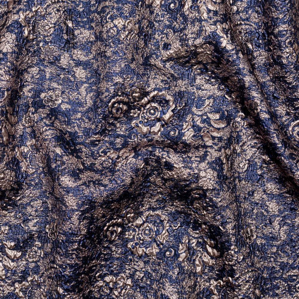 Royal Blue and Pale Gold Luxury Metallic Brocade Royal Blue and Pale Gold Luxury Metallic Brocade