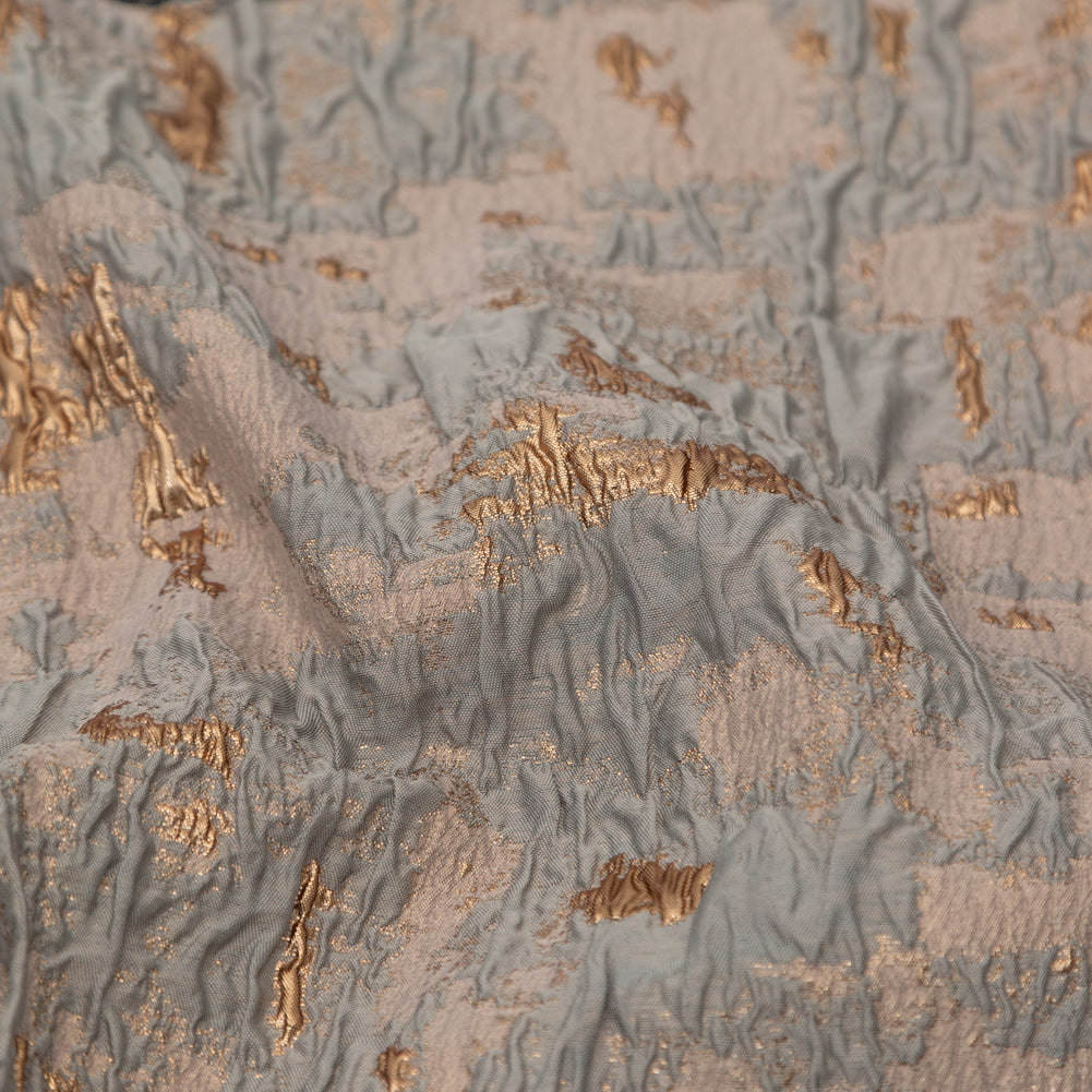 Sky Gray and Gold Abstract Luxury Metallic Brocade - Detail Sky Gray and Gold Abstract Luxury Metallic Brocade - Detail