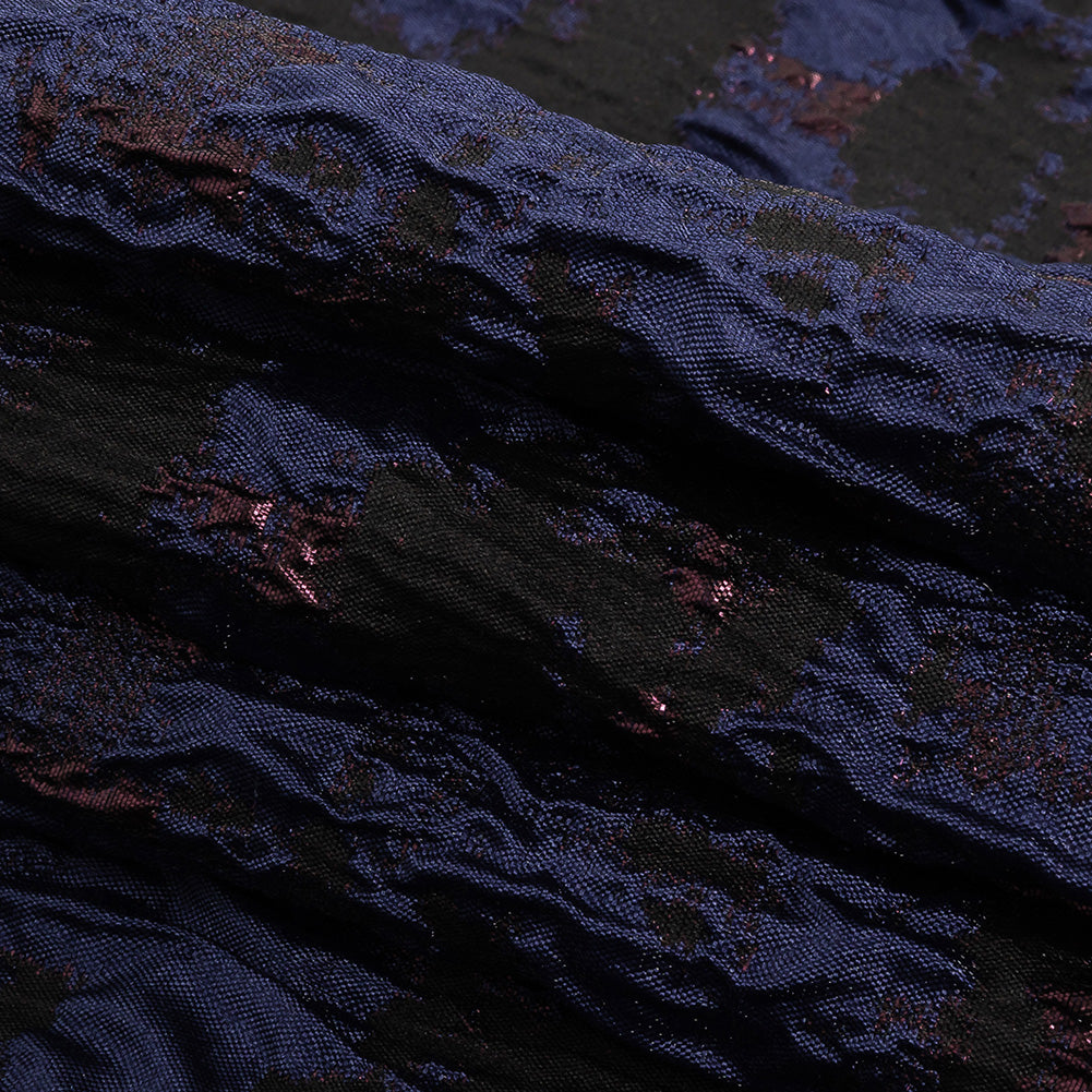 Navy and Glistening Grape Abstract Luxury Metallic Brocade - Folded Navy and Glistening Grape Abstract Luxury Metallic Brocade - Folded