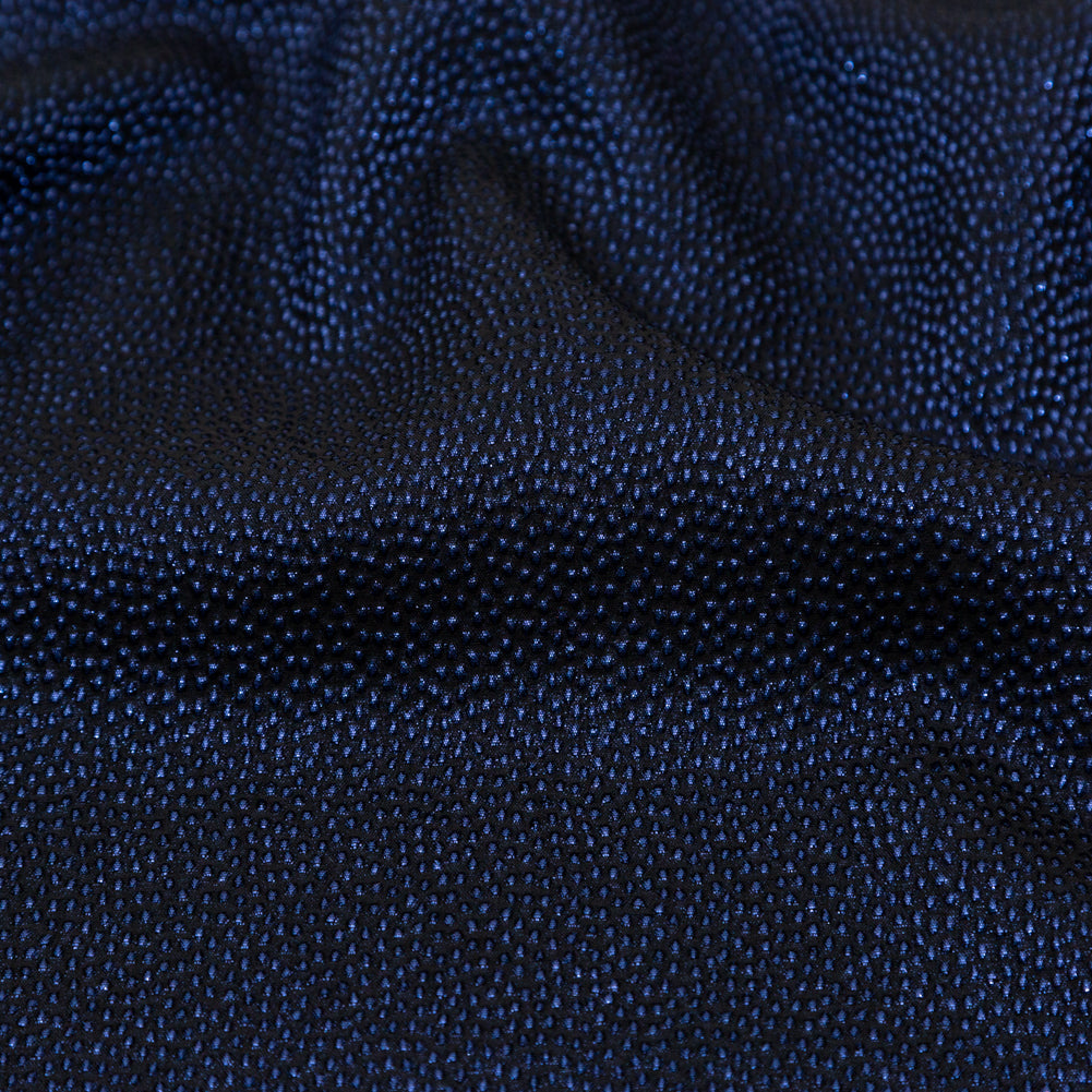 Metallic Blue on Black Abstract Luxury Brocade - Full Metallic Blue on Black Abstract Luxury Brocade - Full
