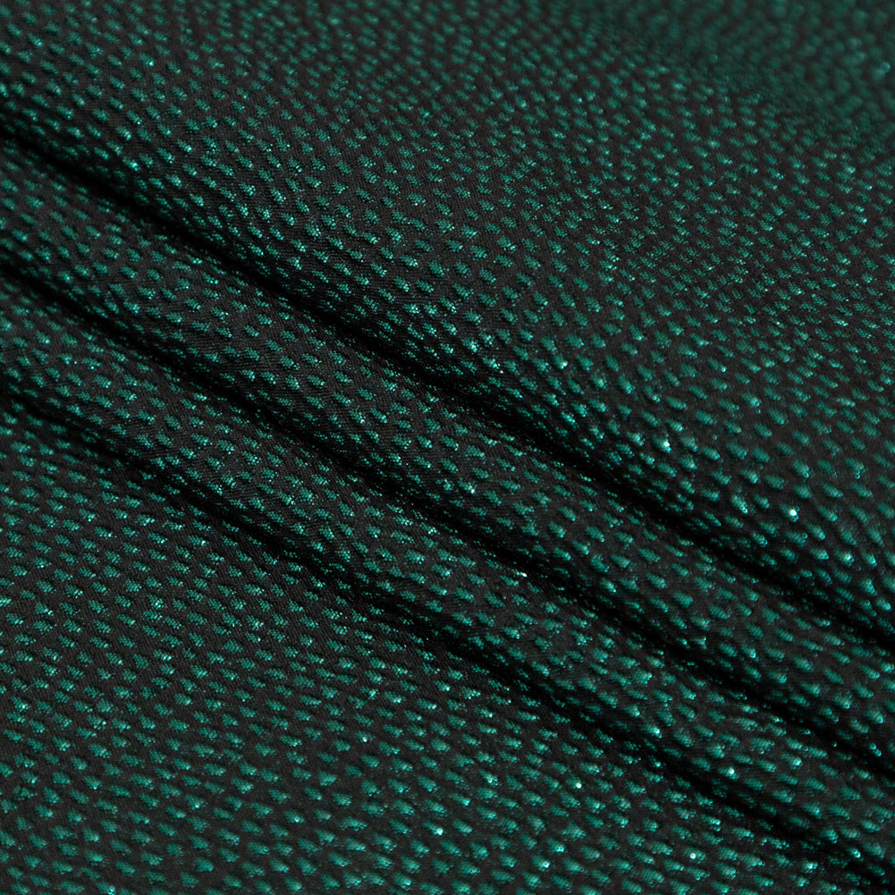 Metallic Green on Black Abstract Luxury Brocade - Detail Metallic Green on Black Abstract Luxury Brocade - Detail