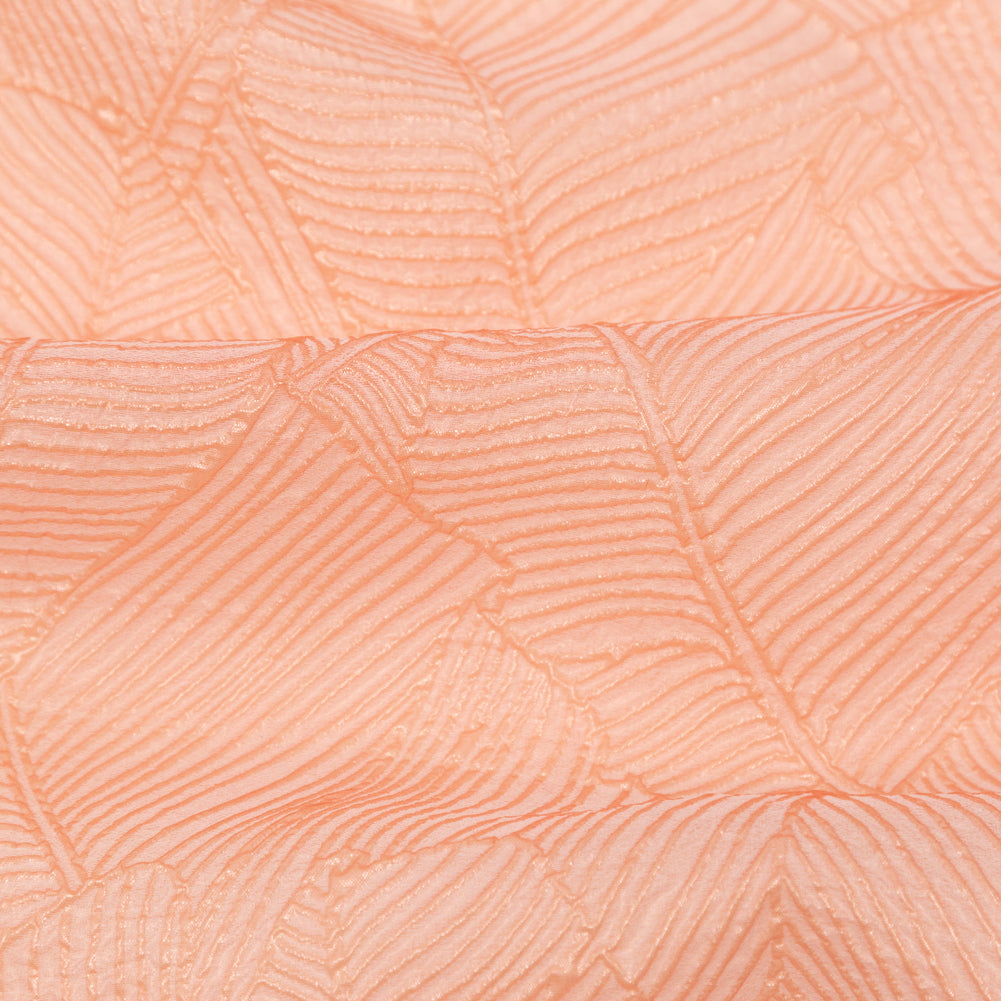 Luminous Coral Double-Layer Organza Brocade Full Luminous Coral Double-Layer Organza Brocade Full