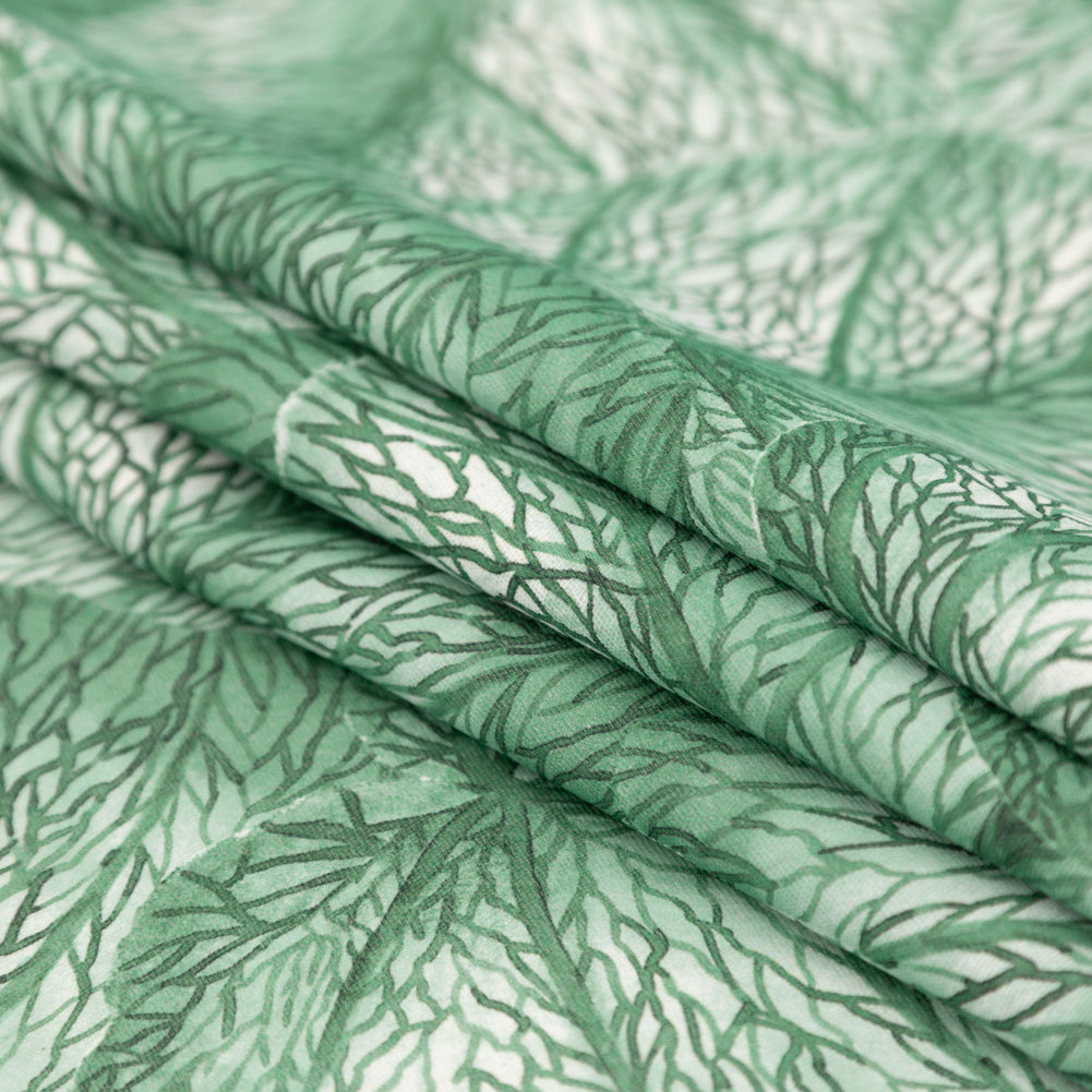 Green Tropical Leaves Printed Woven - Folded Green Tropical Leaves Printed Woven - Folded