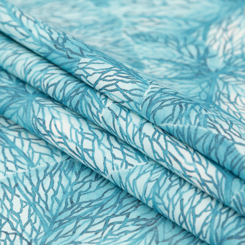Blue Tropical Leaves Printed Woven - Folded Blue Tropical Leaves Printed Woven - Folded