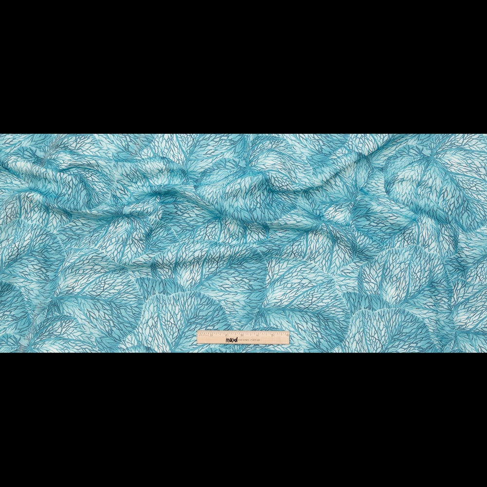 Blue Tropical Leaves Printed Woven - Full Blue Tropical Leaves Printed Woven - Full