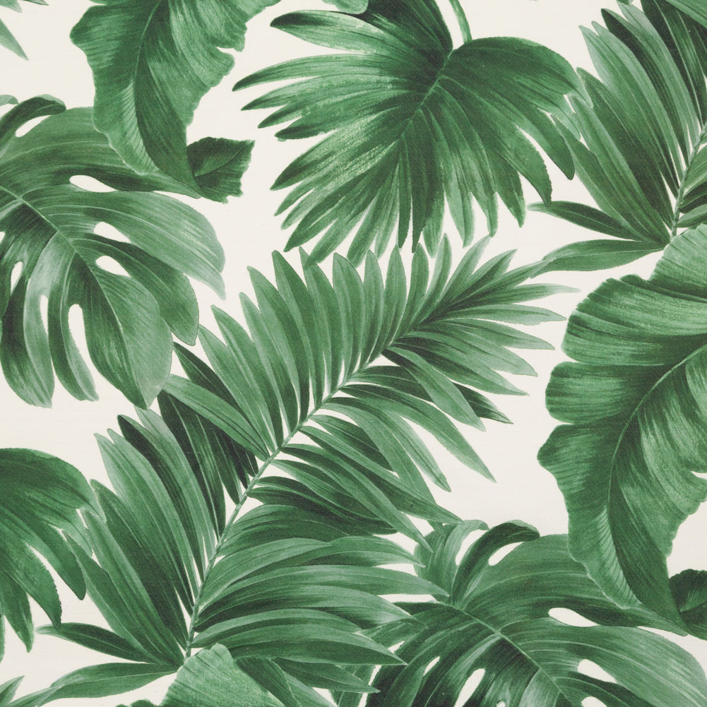 Dark Green Tropical Leaves Printed Woven Dark Green Tropical Leaves Printed Woven