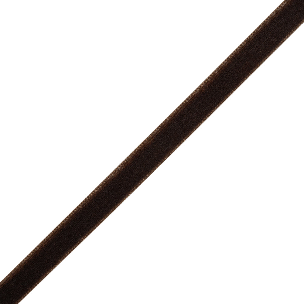 Double Faced Velvet Ribbon Made in Italy - 3/8" - Brown - Delphine Collection Double Faced Velvet Ribbon Made in Italy - 3/8" - Brown - Delphine Collection