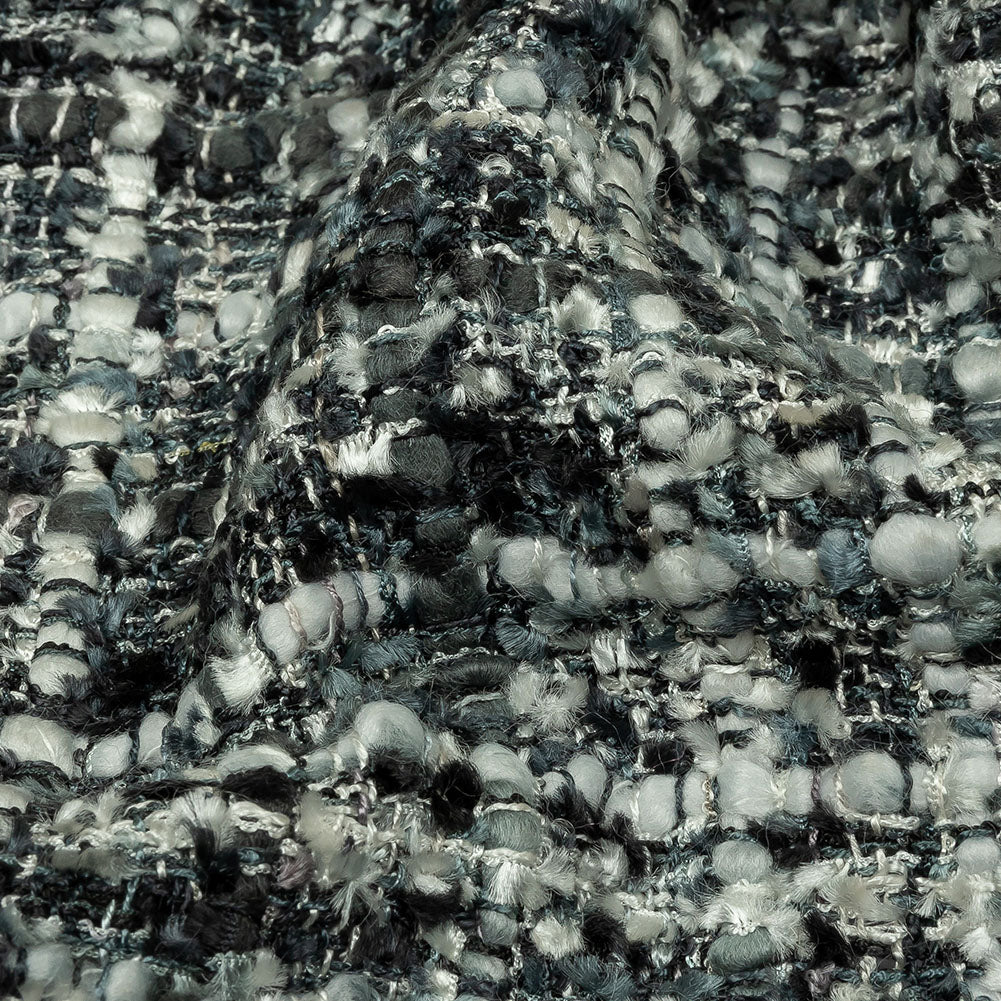 Viscose and Acrylic Chenille Tweed - Phantom, Gray and White - Newcastle Collection Folded Viscose and Acrylic Chenille Tweed - Phantom, Gray and White - Newcastle Collection Folded