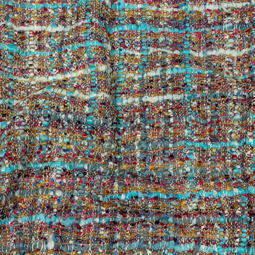 Viscose and Acrylic Chenille Tweed - Sky, Bronze Mist, and Magenta - Newcastle Collection Viscose and Acrylic Chenille Tweed - Sky, Bronze Mist, and Magenta - Newcastle Collection