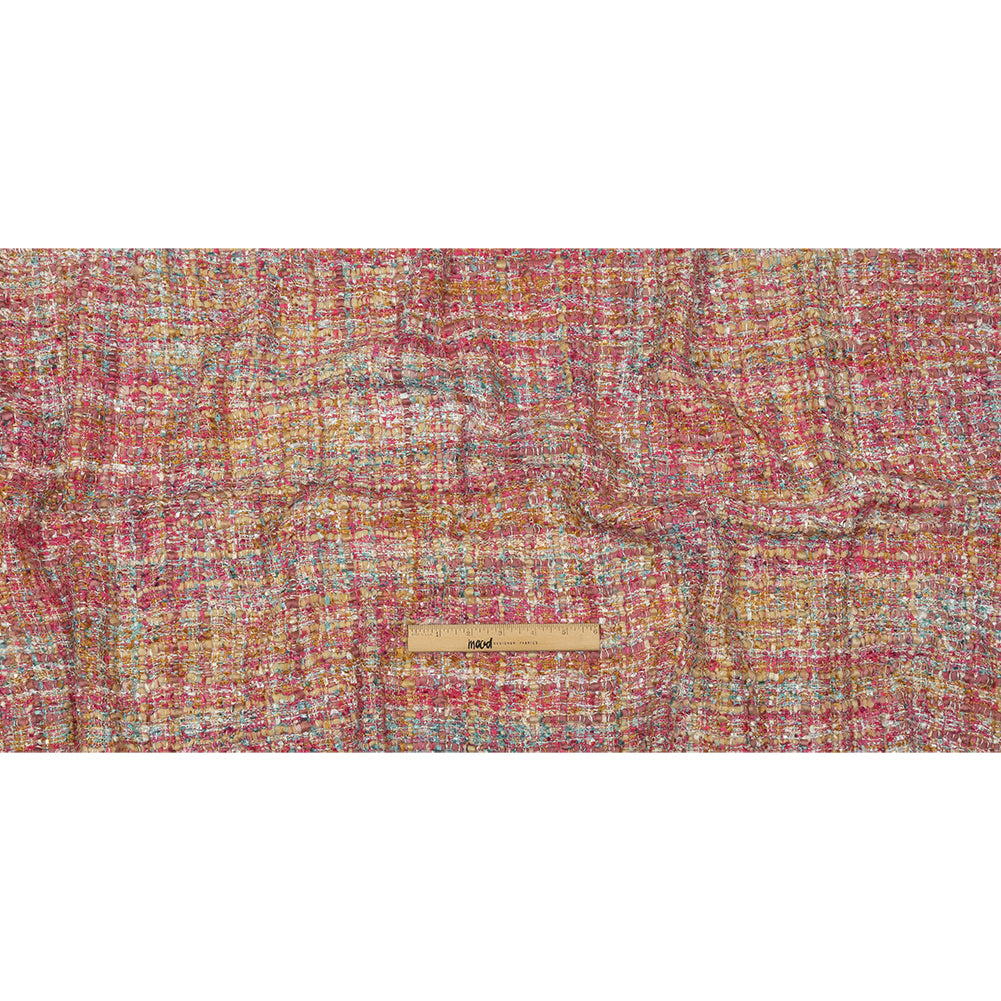 Viscose and Acrylic Chenille Tweed - Almond Buff, Pink and Sea Pine - Newcastle Collection Drape Viscose and Acrylic Chenille Tweed - Almond Buff, Pink and Sea Pine - Newcastle Collection Drape