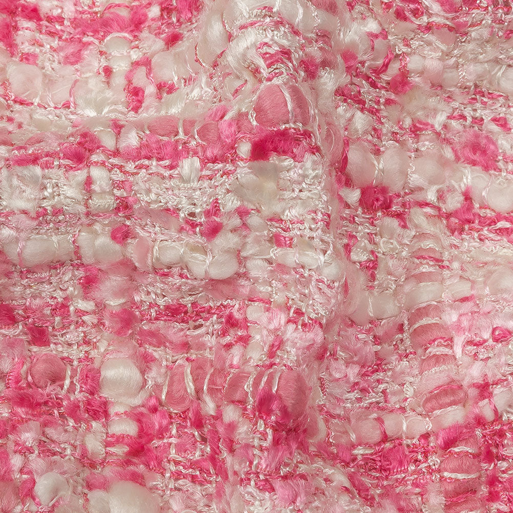 Newcastle Pink and White Sand Viscose and Acrylic Chenille Tweed - Folded Newcastle Pink and White Sand Viscose and Acrylic Chenille Tweed - Folded