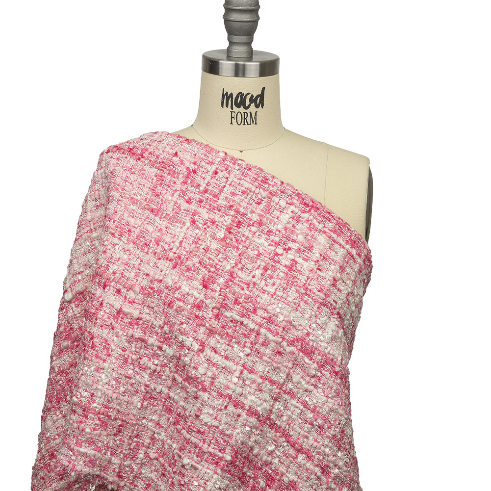 Newcastle Pink and White Sand Viscose and Acrylic Chenille Tweed - Detail Newcastle Pink and White Sand Viscose and Acrylic Chenille Tweed - Detail