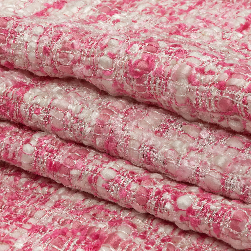 Newcastle Pink and White Sand Viscose and Acrylic Chenille Tweed - Full Newcastle Pink and White Sand Viscose and Acrylic Chenille Tweed - Full