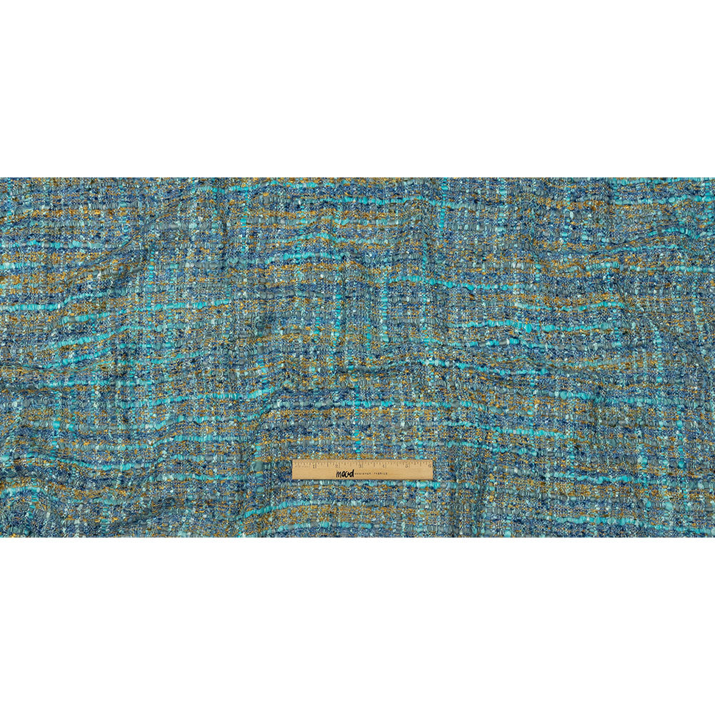 Viscose and Acrylic Chenille Tweed - Blue, Mustard and Arctic Green - Newcastle Collection Drape Viscose and Acrylic Chenille Tweed - Blue, Mustard and Arctic Green - Newcastle Collection Drape