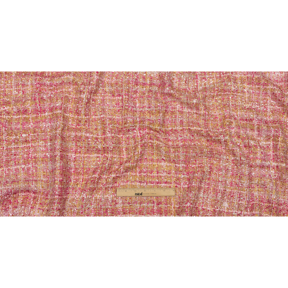 Newcastle Pink, Magenta and Yellow Viscose and Acrylic Chenille Tweed - Drape Newcastle Pink, Magenta and Yellow Viscose and Acrylic Chenille Tweed - Drape