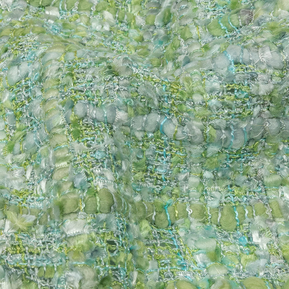 Newcastle Apple Green, Seafoam, and Belgian Block Viscose and Acrylic Chenille Tweed - Folded Newcastle Apple Green, Seafoam, and Belgian Block Viscose and Acrylic Chenille Tweed - Folded