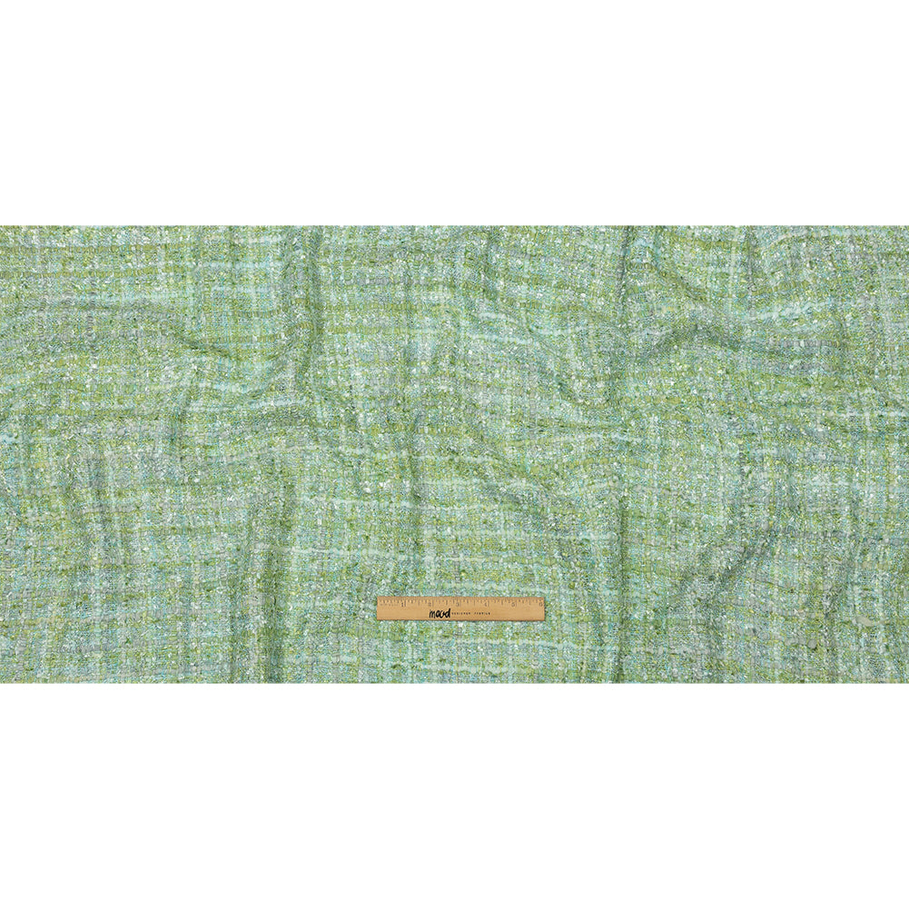 Newcastle Apple Green, Seafoam, and Belgian Block Viscose and Acrylic Chenille Tweed - Drape Newcastle Apple Green, Seafoam, and Belgian Block Viscose and Acrylic Chenille Tweed - Drape