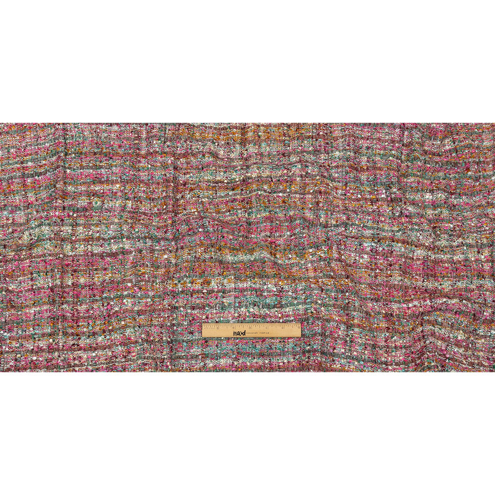 Viscose and Acrylic Chenille Tweed - Pink, Gray and Hunter Green - Newcastle Collection Drape Viscose and Acrylic Chenille Tweed - Pink, Gray and Hunter Green - Newcastle Collection Drape