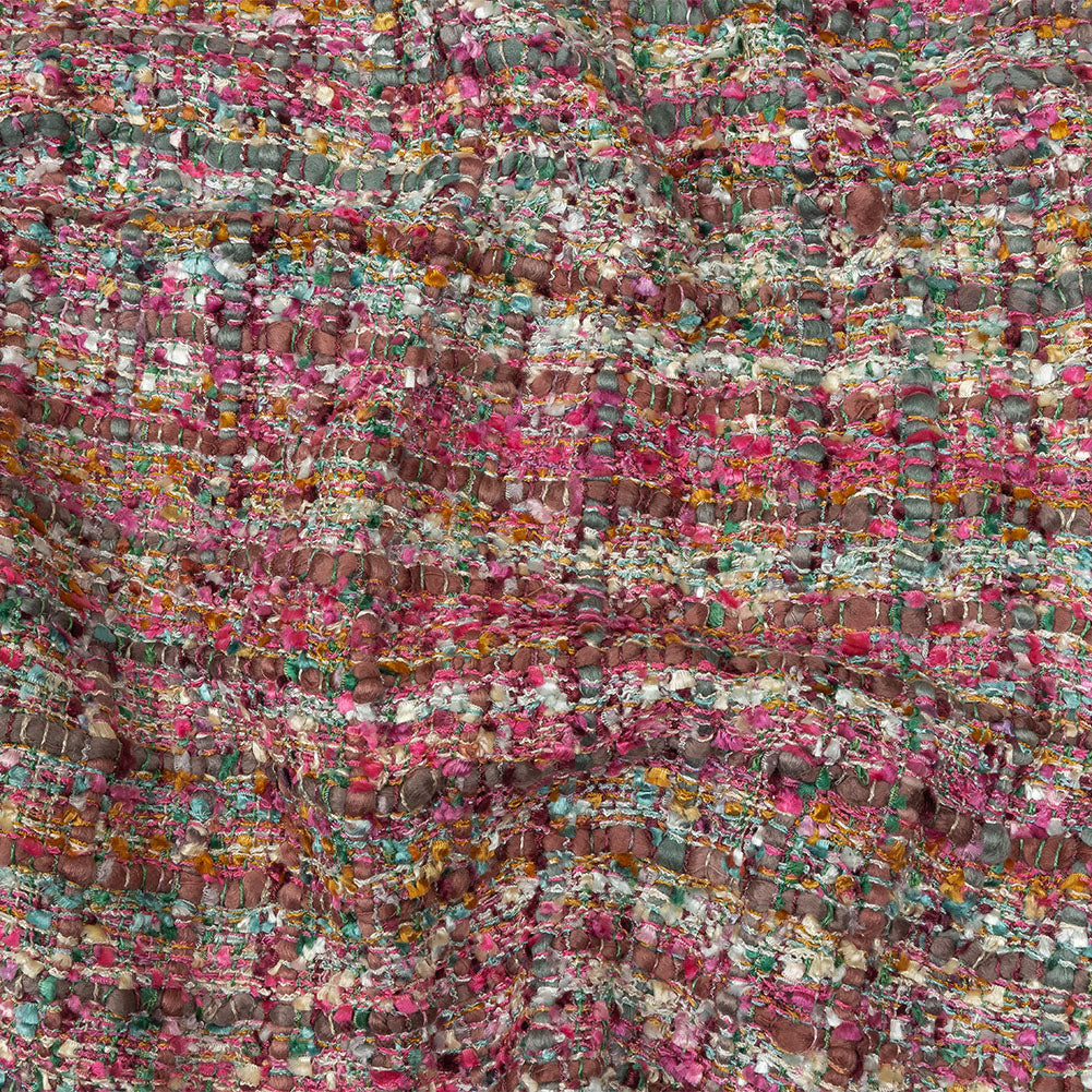 Viscose and Acrylic Chenille Tweed - Pink, Gray and Hunter Green - Newcastle Collection Viscose and Acrylic Chenille Tweed - Pink, Gray and Hunter Green - Newcastle Collection