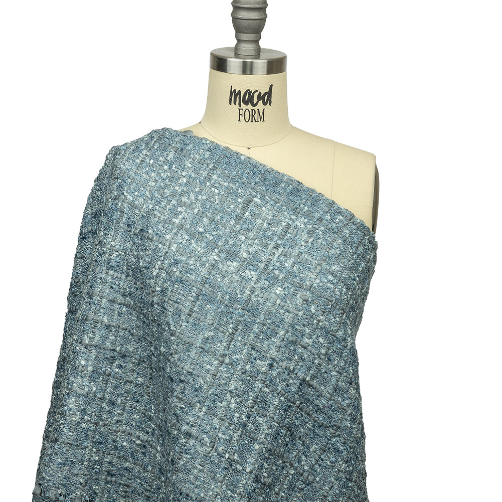 Viscose and Acrylic Chenille Tweed - Flint Stone and Baby Blue Metallic - Newcastle Collection Detail Viscose and Acrylic Chenille Tweed - Flint Stone and Baby Blue Metallic - Newcastle Collection Detail