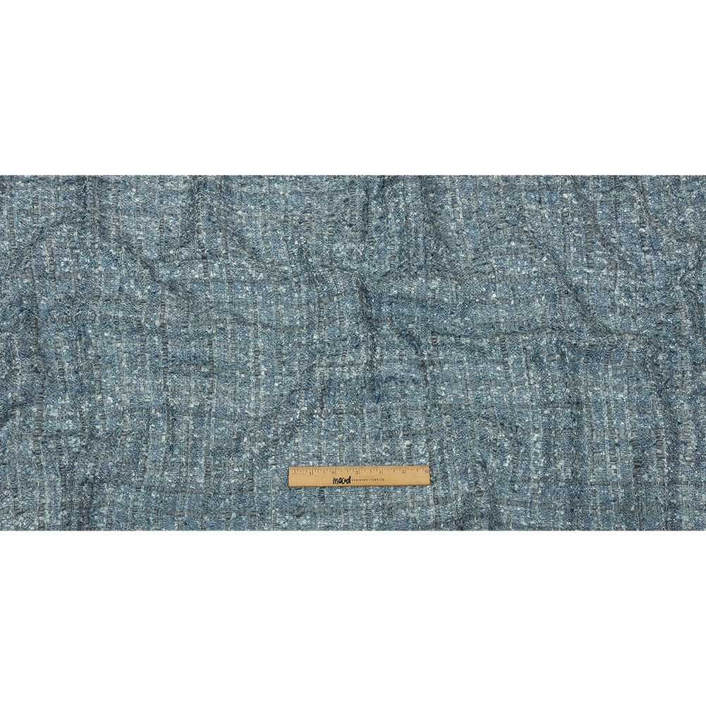 Viscose and Acrylic Chenille Tweed - Flint Stone and Baby Blue Metallic - Newcastle Collection Drape Viscose and Acrylic Chenille Tweed - Flint Stone and Baby Blue Metallic - Newcastle Collection Drape