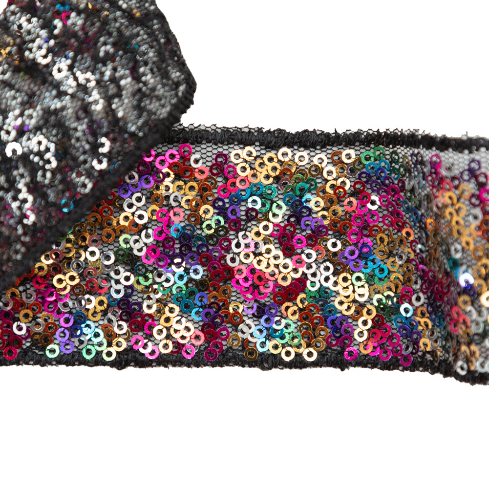 Italian Luminous Multicolor Sequins Trim - 1.5" Detail Italian Luminous Multicolor Sequins Trim - 1.5" Detail