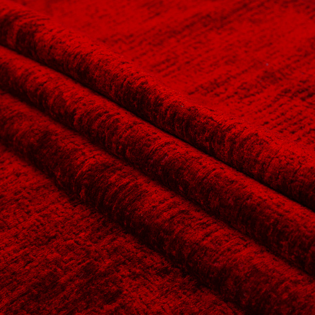 Sinful Red Polyester Upholstery Chenille Folded Sinful Red Polyester Upholstery Chenille Folded