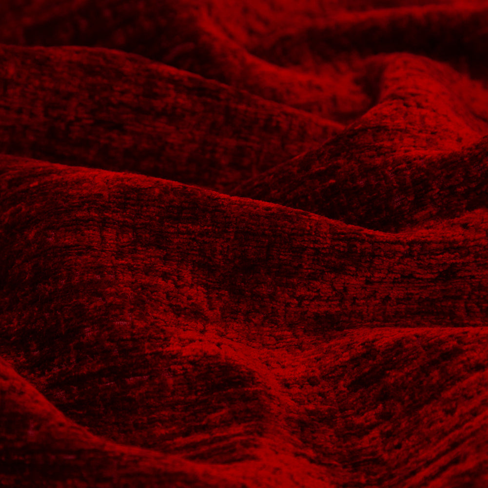 Sinful Red Polyester Upholstery Chenille Detail Sinful Red Polyester Upholstery Chenille Detail