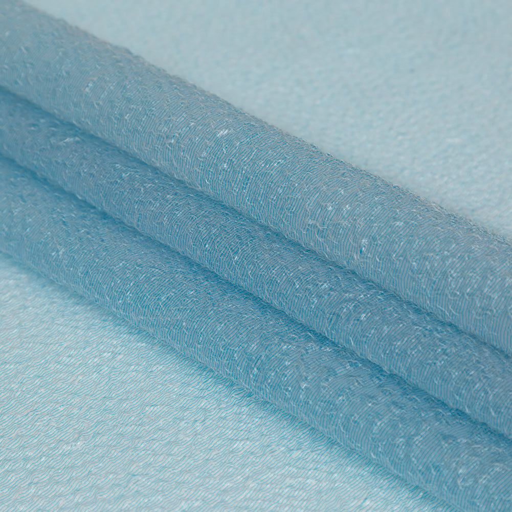 Metallic Blue Striped Bubble Wrap Organza Brocade Detail Metallic Blue Striped Bubble Wrap Organza Brocade Detail
