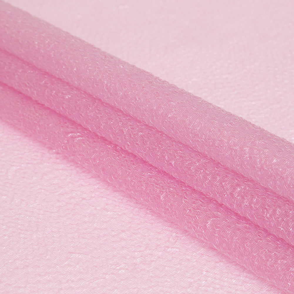 Metallic Pink Striped Bubble Wrap Organza Brocade - Detail Metallic Pink Striped Bubble Wrap Organza Brocade - Detail