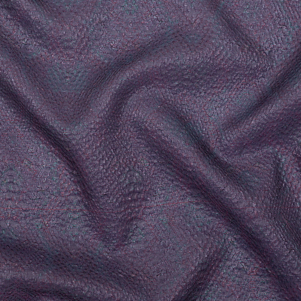 Metallic Purple and Blue Striped Bubble Wrap Organza Brocade Metallic Purple and Blue Striped Bubble Wrap Organza Brocade