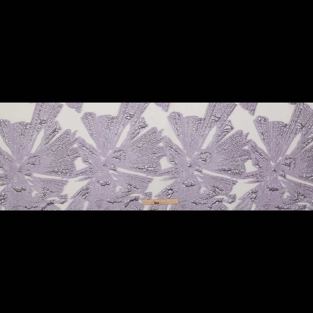 Metallic Lavender Large-Scale Burnout Floral Luxury Brocade - Folded Metallic Lavender Large-Scale Burnout Floral Luxury Brocade - Folded