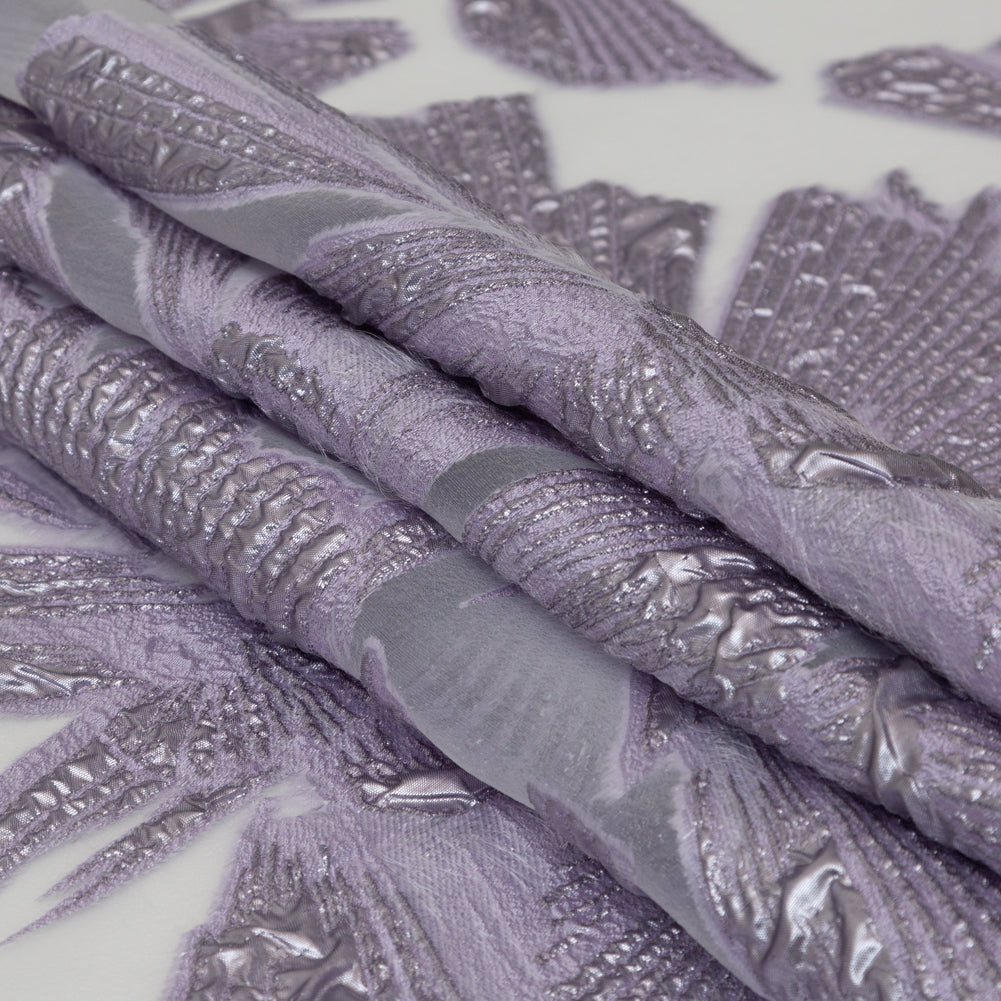 Metallic Lavender Large-Scale Burnout Floral Luxury Brocade - Detail Metallic Lavender Large-Scale Burnout Floral Luxury Brocade - Detail