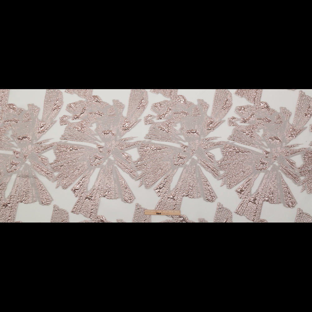 Metallic Rose and Warm Gray Large-Scale Burnout Floral Luxury Brocade - Folded Metallic Rose and Warm Gray Large-Scale Burnout Floral Luxury Brocade - Folded