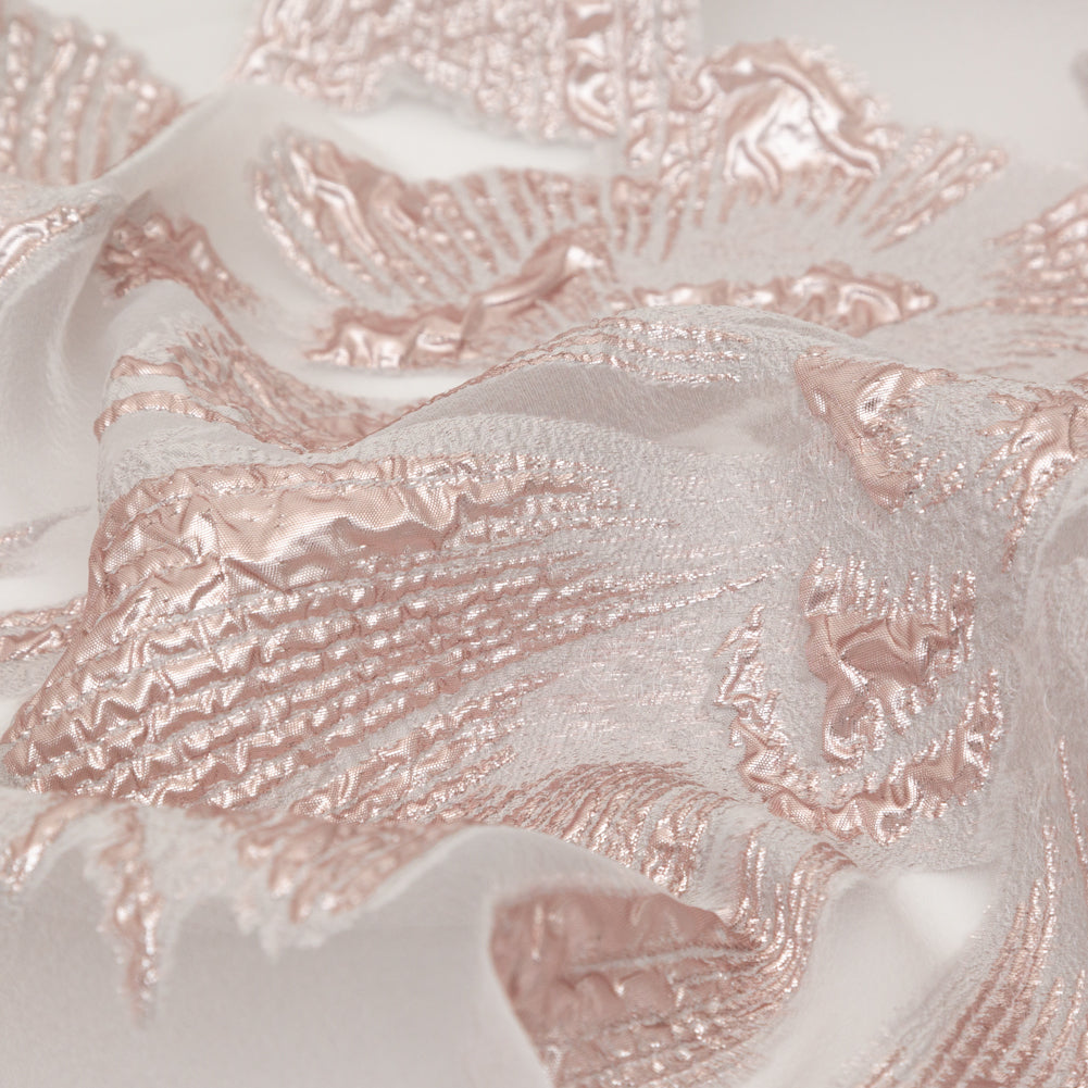 Metallic Rose and Warm Gray Large-Scale Burnout Floral Luxury Brocade - Full Metallic Rose and Warm Gray Large-Scale Burnout Floral Luxury Brocade - Full