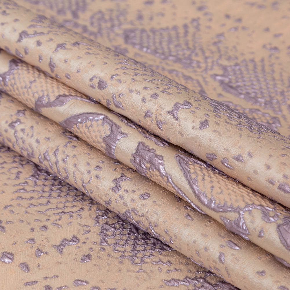Metallic Lavender and Pink Tint Reptilian Luxury Brocade - Detail Metallic Lavender and Pink Tint Reptilian Luxury Brocade - Detail