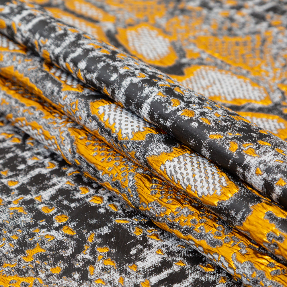 Metallic Copper, Black and Gray Reptilian Luxury Brocade Detail Metallic Copper, Black and Gray Reptilian Luxury Brocade Detail