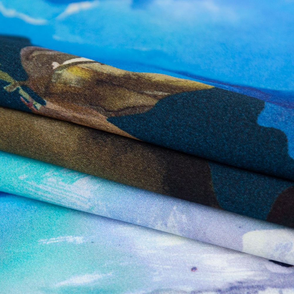 Mood Exclusive Italian Peacoat and Gray Mist Painterly Floral Digitally Printed Silk Charmeuse Detail Mood Exclusive Italian Peacoat and Gray Mist Painterly Floral Digitally Printed Silk Charmeuse Detail