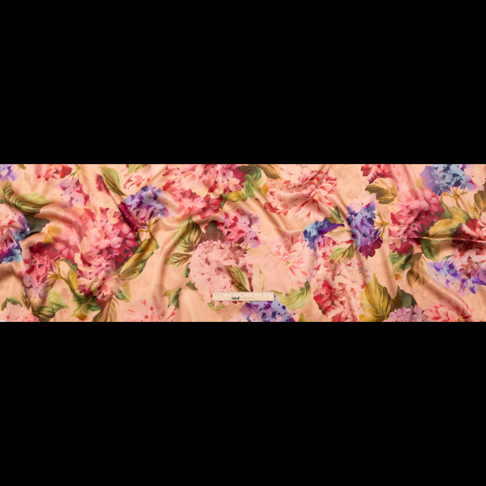Italian Dusty Rose and Pompeian Red Painterly Floral Digitally Printed Silk Charmeuse - Folded Italian Dusty Rose and Pompeian Red Painterly Floral Digitally Printed Silk Charmeuse - Folded