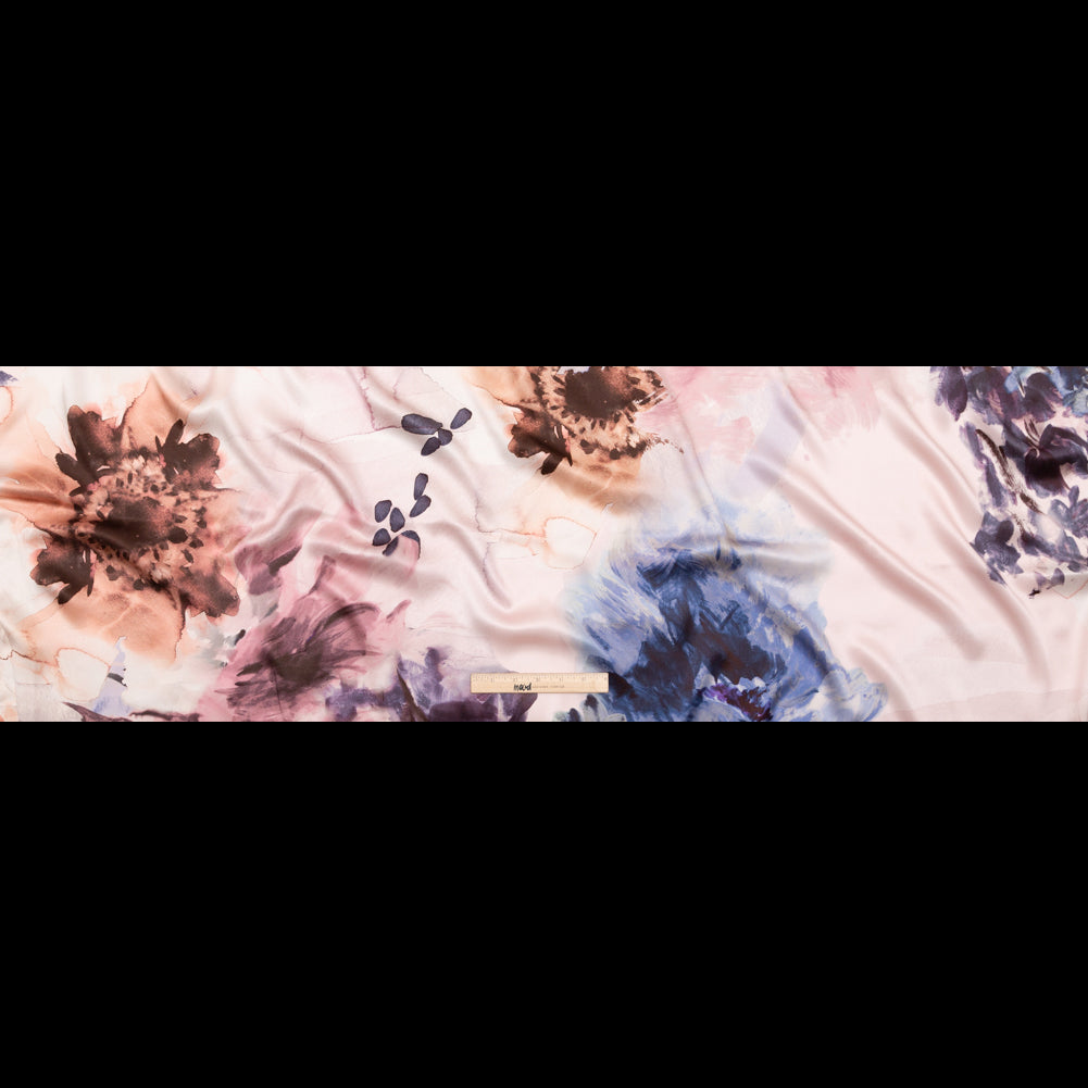 Mood Exclusive Italian Pale Pink Abstract Floral Silk Charmeuse Folded Mood Exclusive Italian Pale Pink Abstract Floral Silk Charmeuse Folded