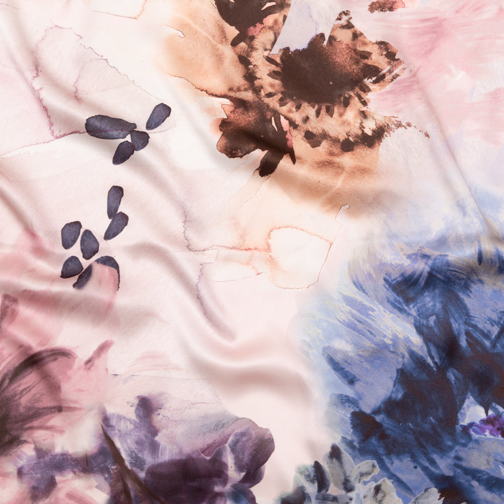 Mood Exclusive Italian Pale Pink Abstract Floral Silk Charmeuse Mood Exclusive Italian Pale Pink Abstract Floral Silk Charmeuse