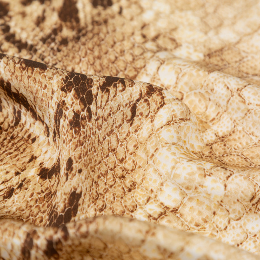 Mood Exclusive Italian Frozen Dew and Brown Python Printed Silk Charmeuse Full Mood Exclusive Italian Frozen Dew and Brown Python Printed Silk Charmeuse Full
