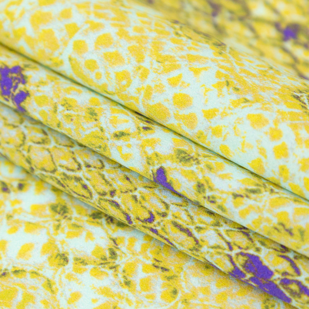 Mood Exclusive Italian Lime and Purple Python Printed Silk Charmeuse Folded Mood Exclusive Italian Lime and Purple Python Printed Silk Charmeuse Folded
