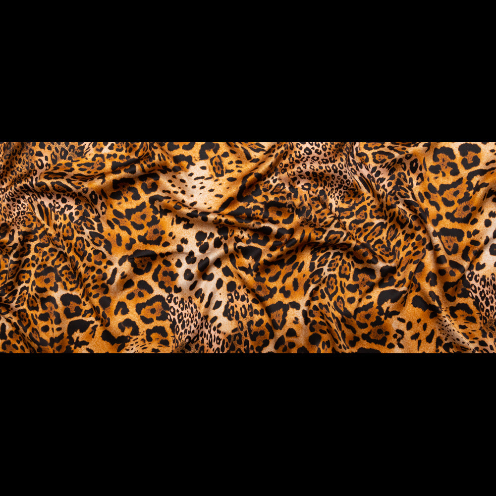 Mood Exclusive Italian Golden Brown Jaguar Digitally Printed Silk Charmeuse Folded Mood Exclusive Italian Golden Brown Jaguar Digitally Printed Silk Charmeuse Folded