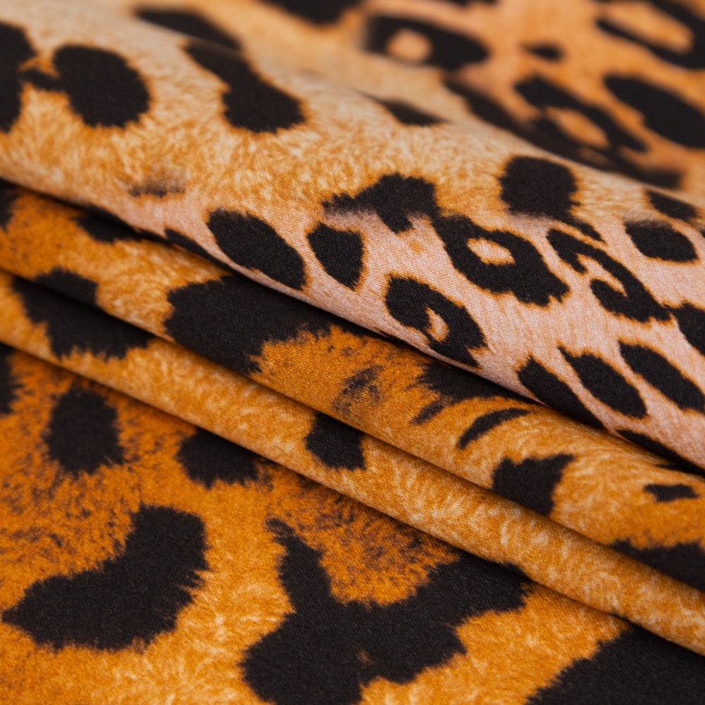 Mood Exclusive Italian Golden Brown Jaguar Digitally Printed Silk Charmeuse Detail Mood Exclusive Italian Golden Brown Jaguar Digitally Printed Silk Charmeuse Detail
