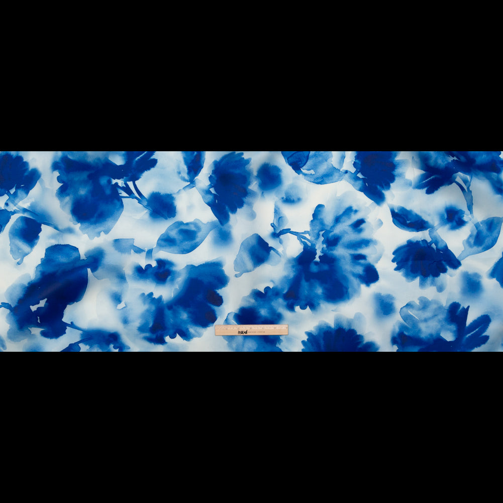 Mood Exclusive Italian Classic and Pearl Blue Abstract Floral Silk Organza Full Mood Exclusive Italian Classic and Pearl Blue Abstract Floral Silk Organza Full