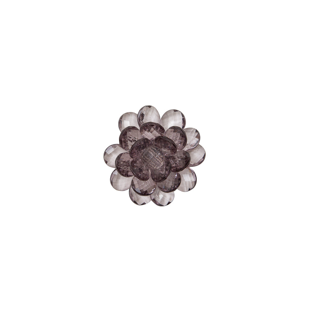Italian Translucent Black Glass Flower Applique/Brooch - 2 Italian Translucent Black Glass Flower Applique/Brooch - 2