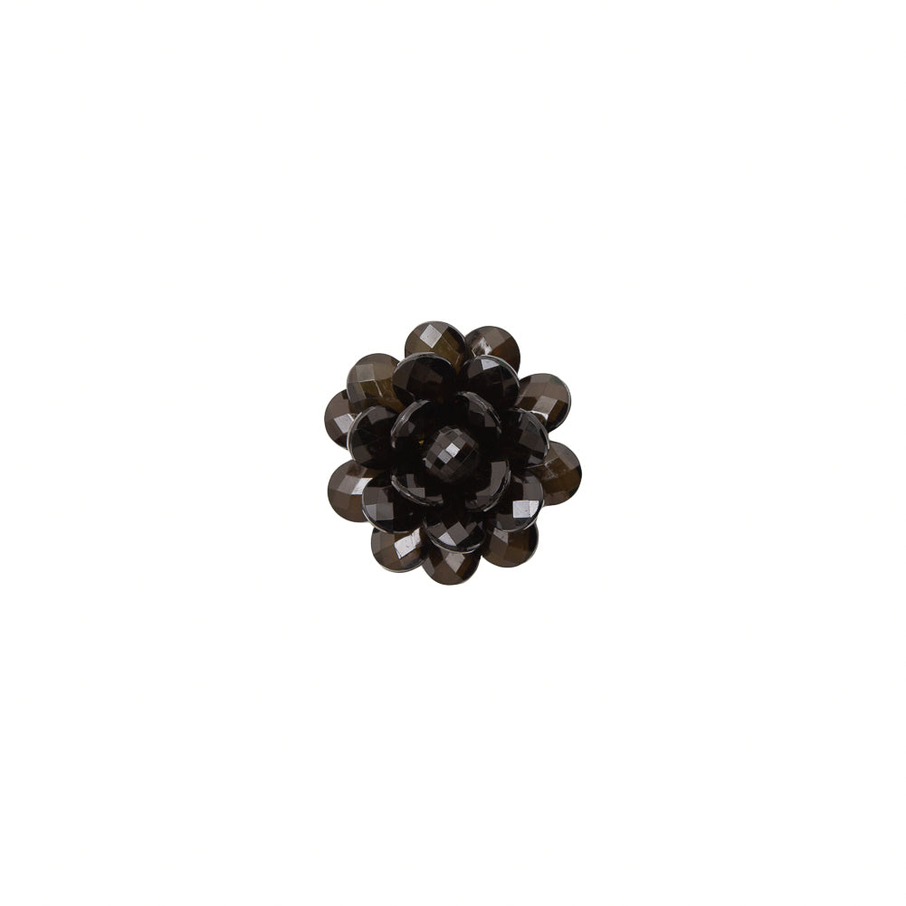 Italian Jet Black Glass Flower Applique/Brooch - 2" Italian Jet Black Glass Flower Applique/Brooch - 2"